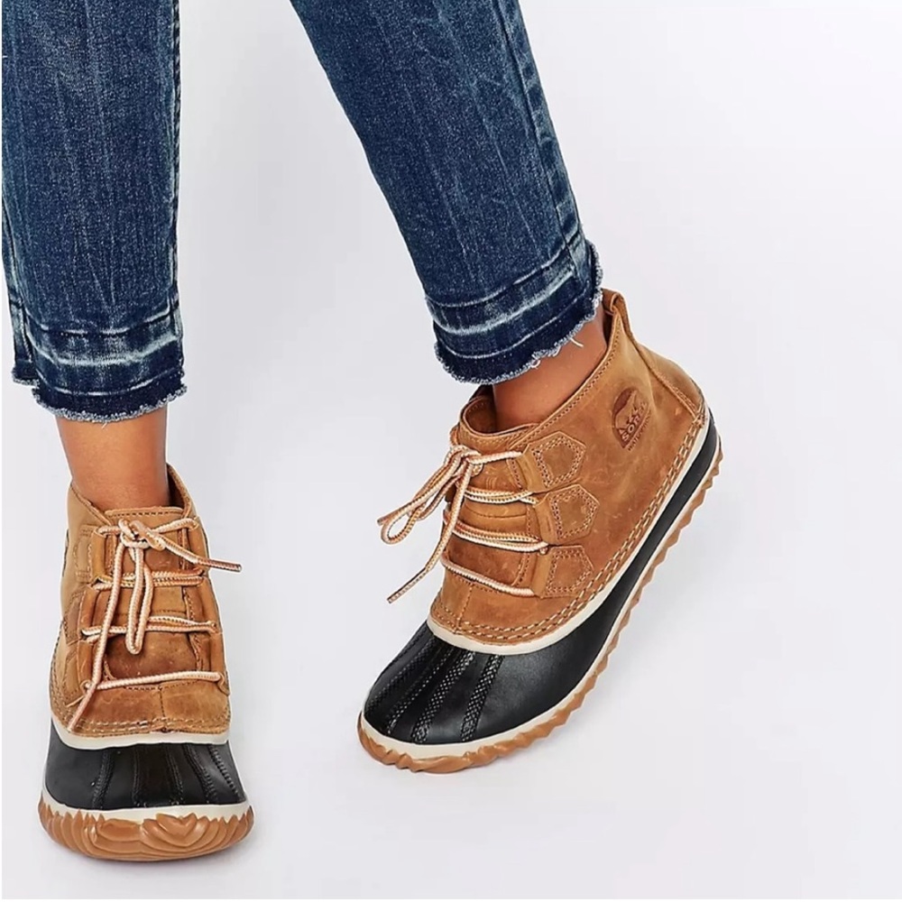 Sorel Out N About Leather Lace Up Ankle Boots Size 8